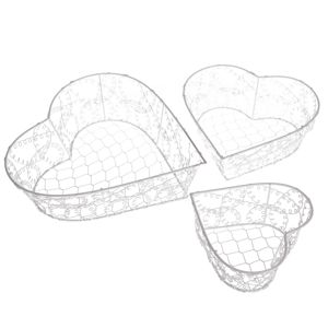 Wire heart dekor fémkosát készlet, 3 db-os