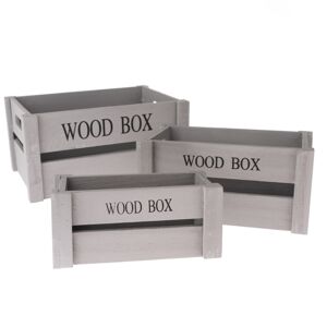 Wood Box fadoboz készlet , 3 db, szürke