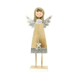 Beatrice karácsonyi fából készült angyal, 28 cm
