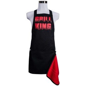 Elegancia a konyhában, Férfi kötény sörnyitóval, Grill King, piros, 22,5 x 75 cm