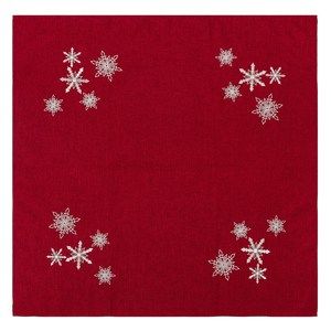 Hópelyhek karácsonyi abrosz, piros, 85 x 85 cm