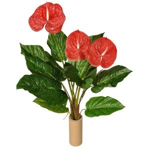 Mű Anthurioum virággal, piros, 65 cm