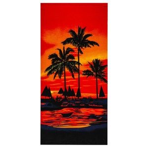 Pálmák strandtörölköző, piros, 70 x 150 cm