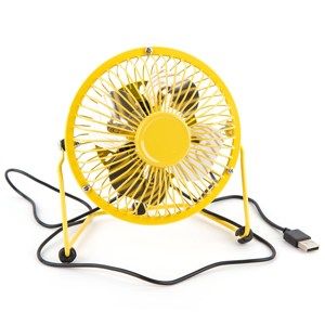 USB ventilátor, sárga, 13,5 x 11 x 15 cm